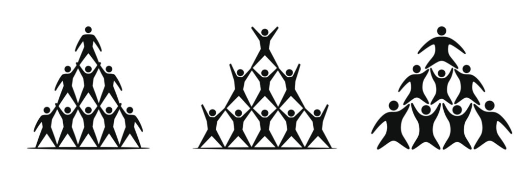 Teamwork Vector Illustration &ndash; People Pyramid, Business Collaboration, Unity, Leadership, Partnership, Success Concept, Human Figures Cooperation Graphic Design