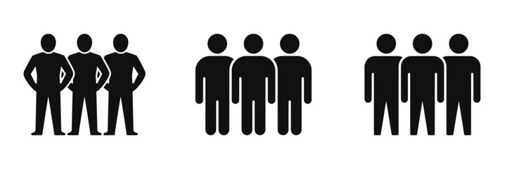 Teamwork Vector Icons Set, Group of People Silhouettes, Collaboration and Unity Concept, Business Teamwork Illustration, Teamwork and Partnership Symbol
