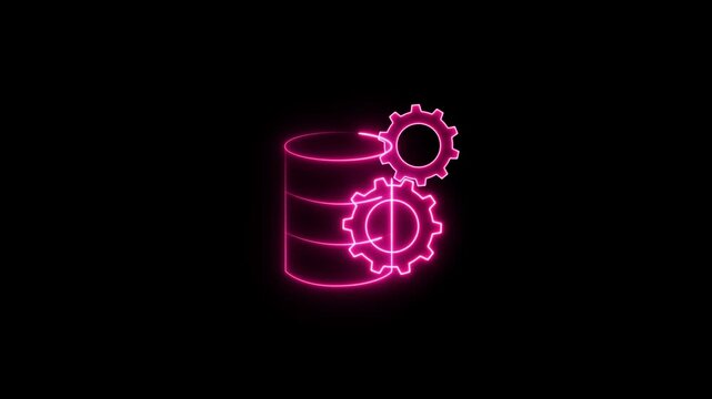 Glowing Cloud computing. Futuristic digital background. Database icon from artificial intellegence and future technology collection.Database Center animation neon .