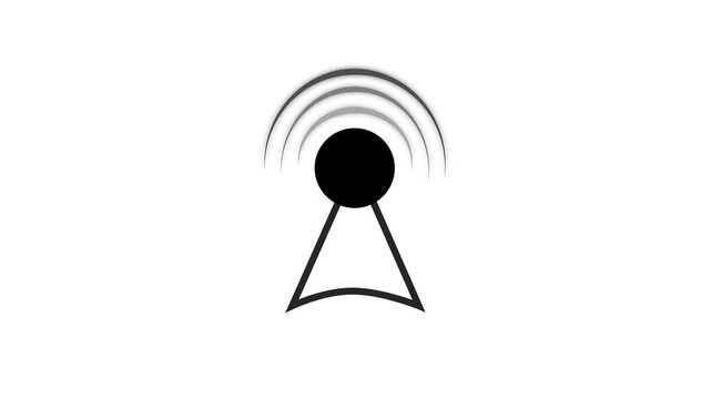 A vector illustration depicts a Wi-Fi tower transmitting wireless signals across a network, symbolizing modern internet communication and mobile connectivity
