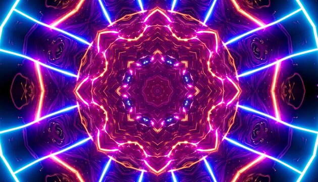 Abstract neon mandala design