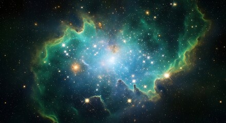 Vibrant Nebula Twinkling Stars Cosmic Cloud Formation © SreeMayaChadro