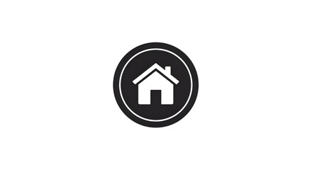A simple house icon in a minimalist black/white circle, representing the home button.