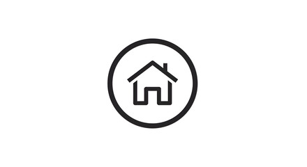 A simple house icon in a minimalist black/white circle, representing the home button.