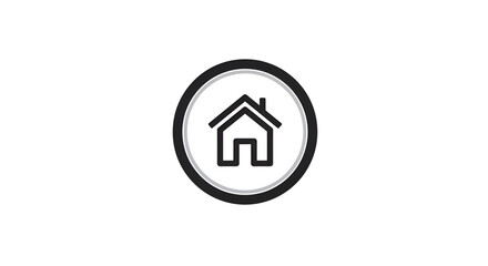 A simple house icon in a minimalist black/white circle, representing the home button.
