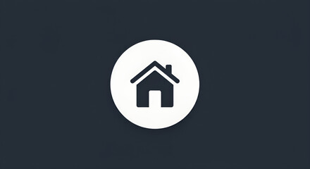A simple house icon in a minimalist black/white circle, representing the home button.