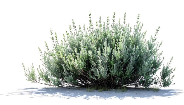 Lush, light green shrubbery displays detailed foliage against a plain white background.