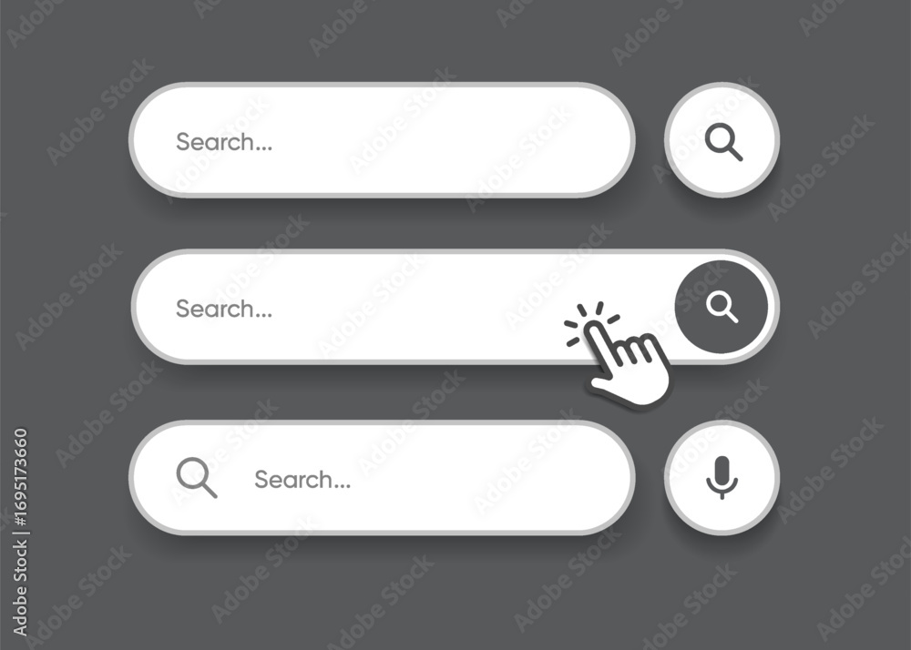 Leinwandbilder search bar with suggestions for ui ux design and web site. search address and navigation bar icon. c