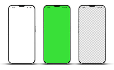 Realistic smartphone mockup. Mobile phone vector with isolated on white background. Device front view. 3D mobile phone with shadow. Realistic, high quality smart phone mockup for ui ux presentation.