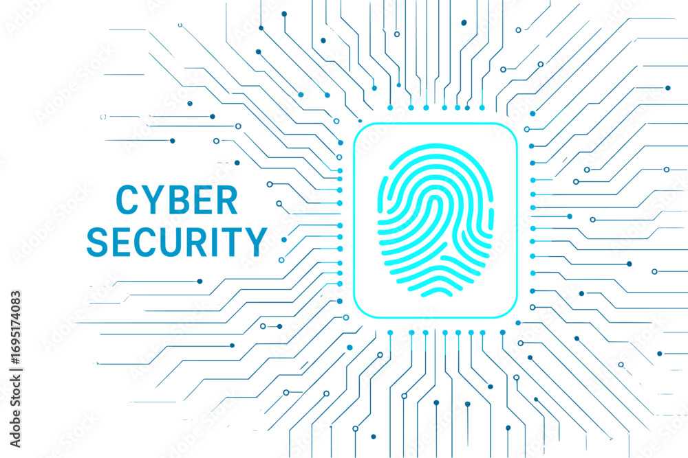 Poster a vector illustration depicting the concept of cybersecurity and data protection privacy, featuring 