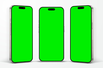 Realistic smartphone mockup. Mobile phone vector with isolated on white background. Device front view. 3D mobile phone with shadow. Realistic, high quality smart phone mockup for ui ux presentation.