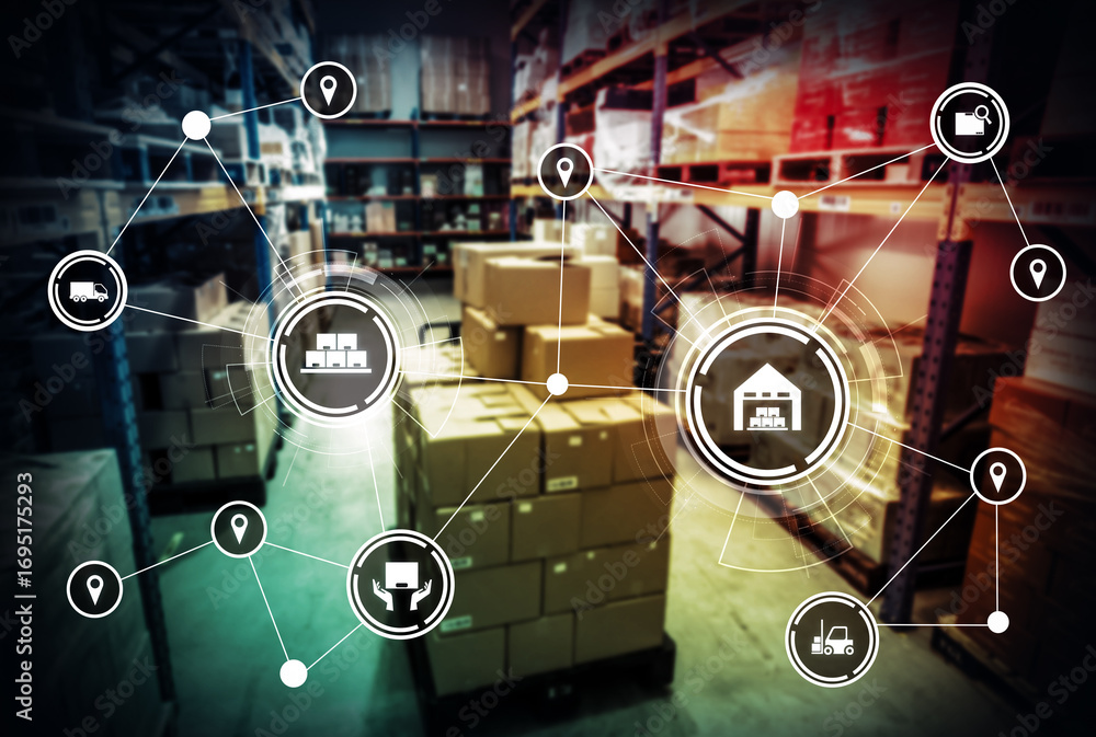 Poster smart warehouse management system with innovative internet of things technology to identify package 