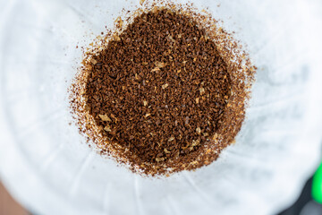 quick filter coffee brewing close up	