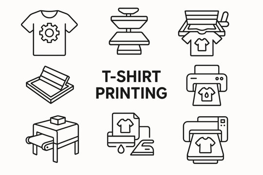 T-Shirt Printing Icons &ndash; Screen Printing, Heat Press, DTG Printer, Custom Design