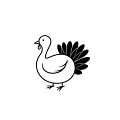 turkey. turkey simple black and white line art vector logo