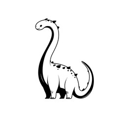 Iguanodon. Iguanodon simple black and white line art vector logo