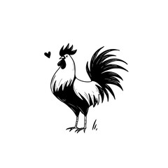 rooster. rooster simple black and white line art vector logo
