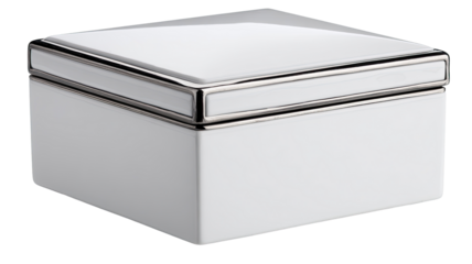 Square white box with silver trim