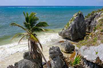 Tulum, Mexico - May 19, 2025: Tulum archaeological site in Quintana Roo, Mexico.