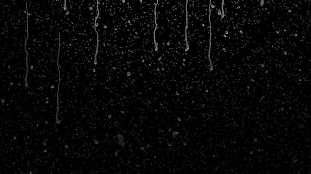 Raining window effect . Rain overlay on black background. Simple rain weather overlay 3d animation 