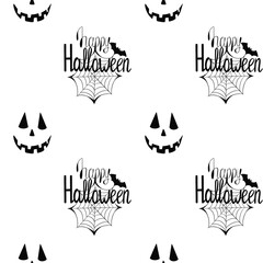 Seamless pattern with Halloween illustrations