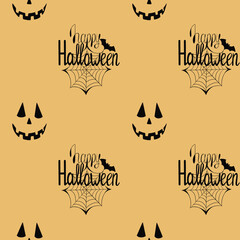 Seamless pattern with Halloween illustrations