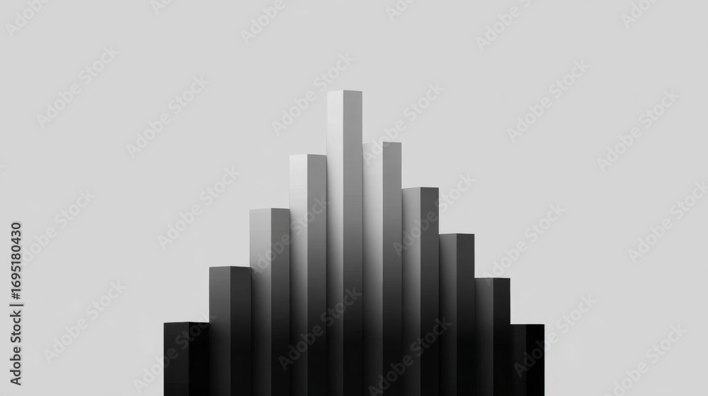 Poster black and white abstract sculpture of a tall, cylindrical structure. the structure appears to be mad