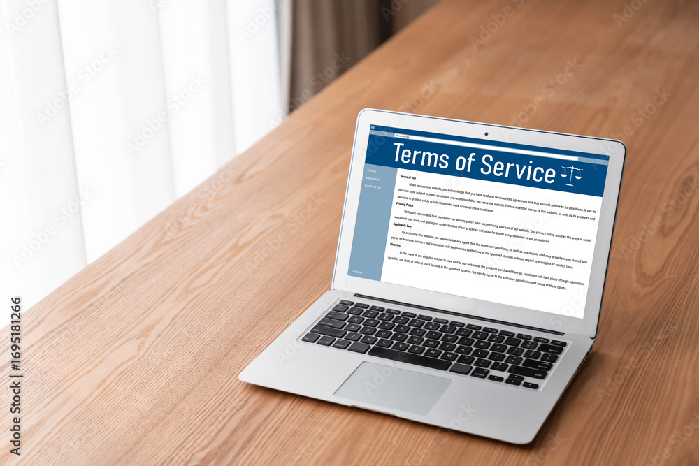 Poster online term of service conditions showing brisk rules and regulations in using the website on device