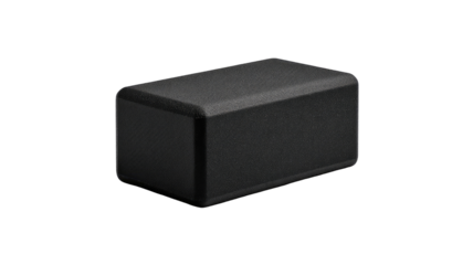 Black yoga block studio shot, textured surface, fitness background