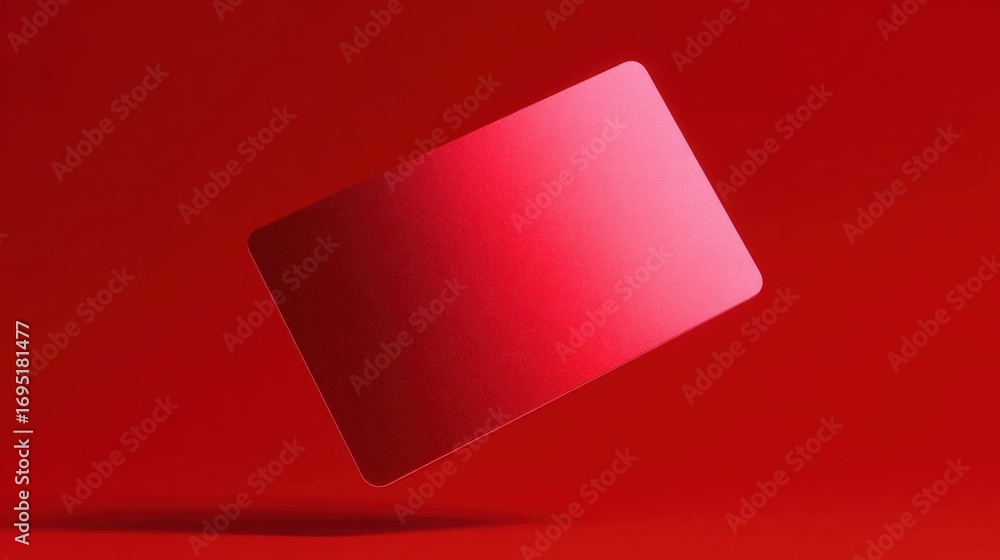 Poster 3d rendering of a square-shaped object on a red background. the object appears to be made of a shiny