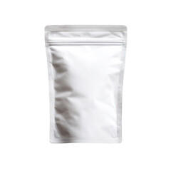 White stand-up pouch, blank, studio, isolated, packaging