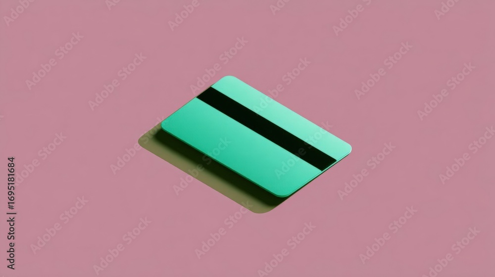 Poster 3d rendering of a square-shaped object on a pink background. the object appears to be made of a gree