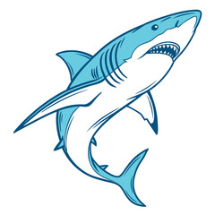 Obraz premium Illustration of a blue shark with open mouth