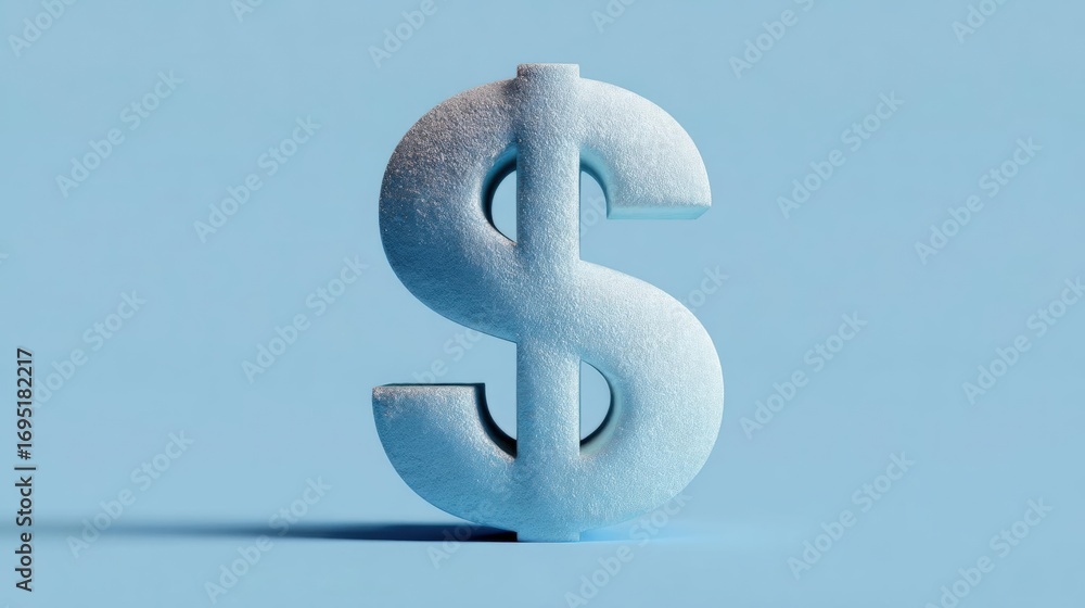 Poster 3d rendering of a dollar sign. the dollar sign is made of a shiny, metallic material and is in the s