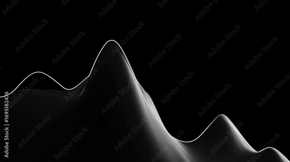 Poster black and white abstract background with a wave-like shape in the center. the wave appears to be mad
