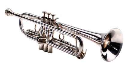Obraz premium Polished trumpet, angled view