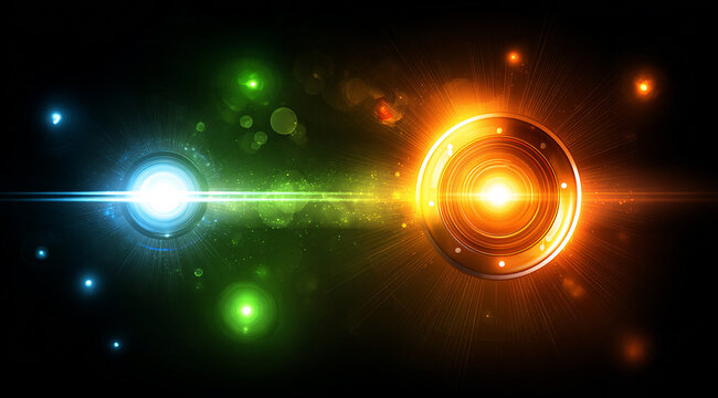 Dynamic energy burst with vibrant light and flares - Powered by Adobe