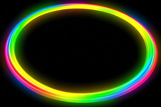 Vibrant neon circle glows brightly on black