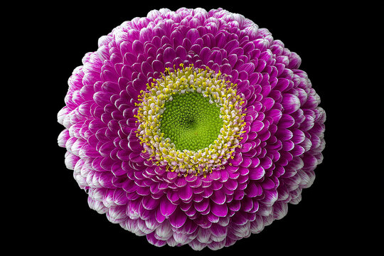 Vibrant gerbera daisy flower with black background - Powered by Adobe