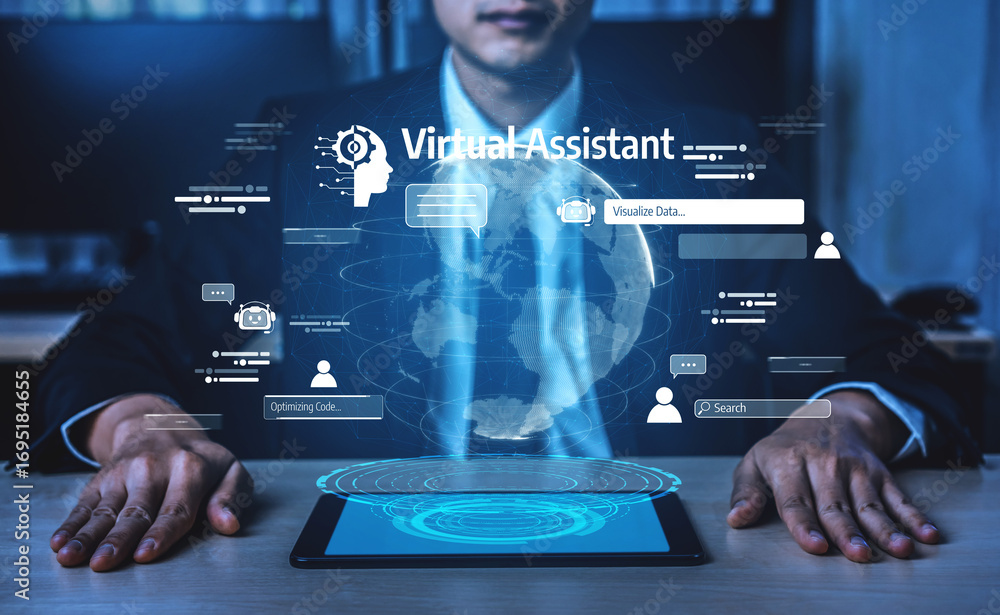 Fototapete ai assistant with llm, big data, machine learning, and generative ai powers prompt engineering and s