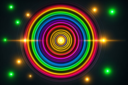 Vibrant rainbow circles with glowing light effect - Powered by Adobe