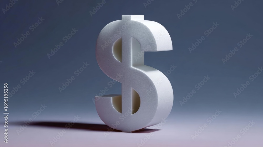 Poster 3d rendering of a white dollar sign. the dollar sign is in the shape of a letter 
