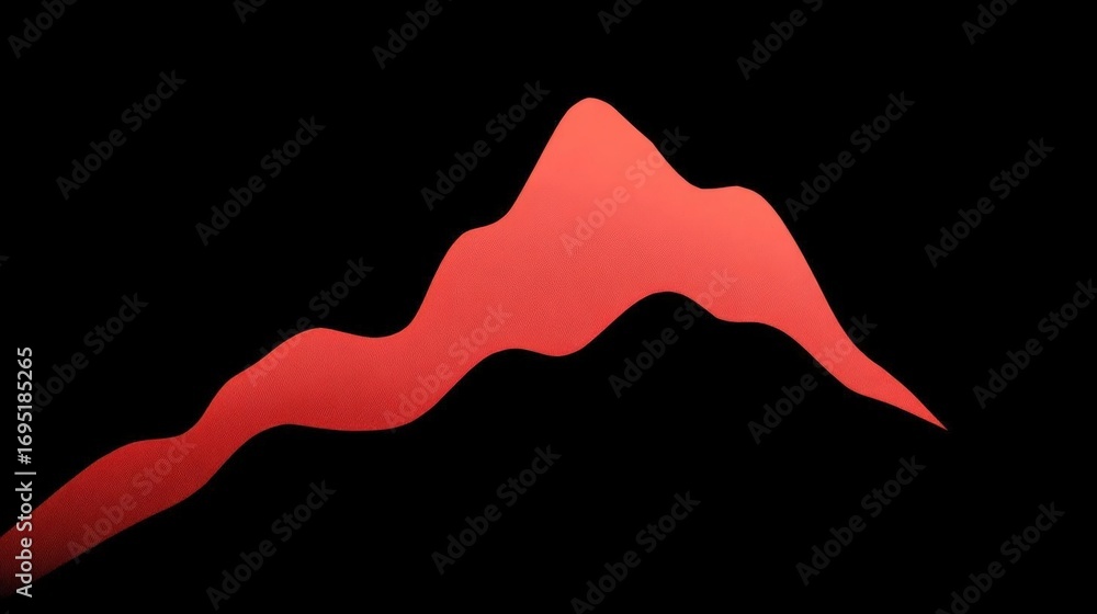 Poster graphic illustration of a red wave-like shape on a black background. the wave appears to be made up 