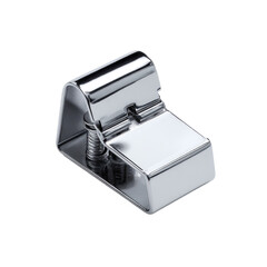 Shiny metal bracket with a clip and screw