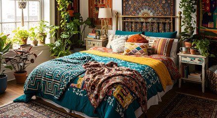Relaxing Bedroom: A Bohemian Oasis with a Bright, Vibrant and Inspiring Ambiance