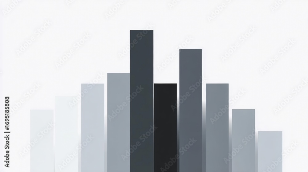 Poster bar graph with multiple vertical bars of varying heights. the bars are arranged in a vertical line, 