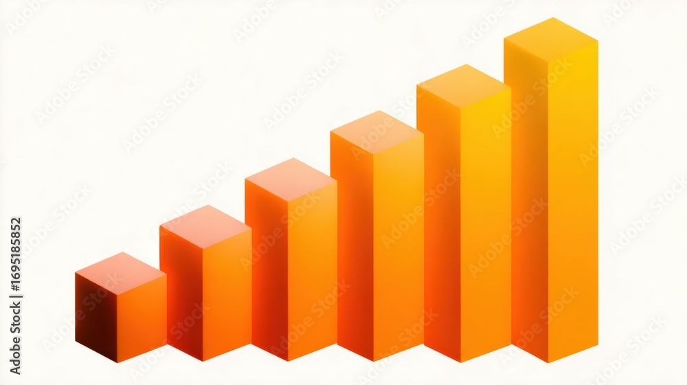 Poster bar graph with six bars of varying heights. the bars are arranged in a vertical line, with the talle