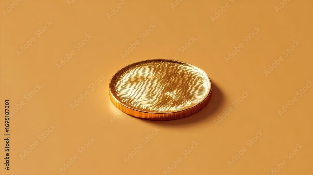 Aufkleber close-up of a round, golden-colored object with a textured surface. the object appears to be made of