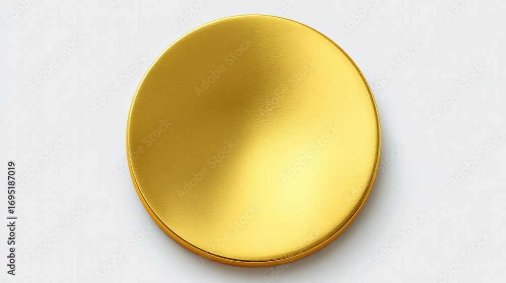 Poster 3d rendering of a round, golden-colored object. it appears to be made of a shiny, metallic material 