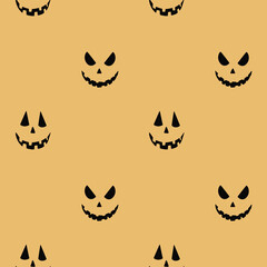Seamless pattern with Halloween scary faces